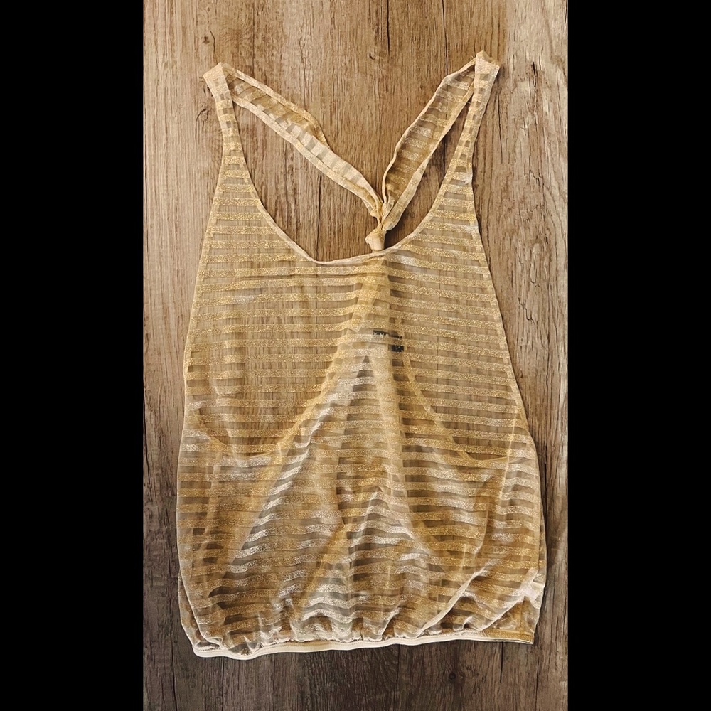 Tsubi Gold Shimmer Banded Tank